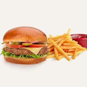 Sach Burger me Pomfrit
