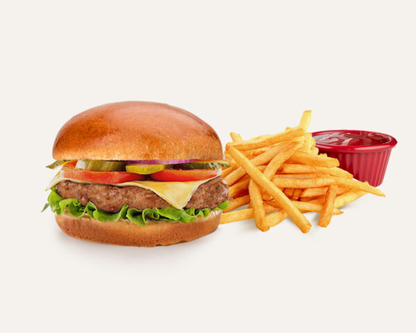 Sach Burger me Pomfrit